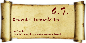 Oravetz Tonuzóba névjegykártya